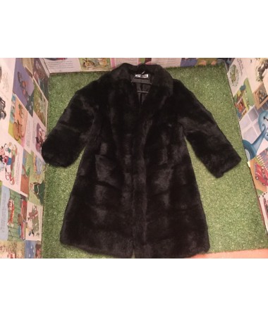 Black Knee Length Fur Coat ADULT HIRE